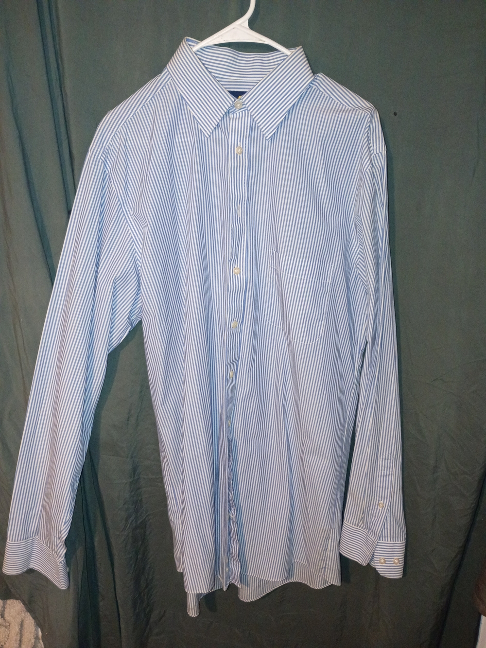Stafford Blue and White Pinstripe Dress Shirt